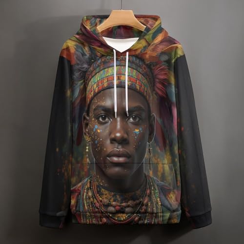 Pull de course décontracté à capuche sweat homme imprimé tribal - 3