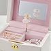 Jozen Gift Ballerina Musical Jewelry Box with Mirror for girls，Kid's Jewelry Storage Music Chest (White-L)