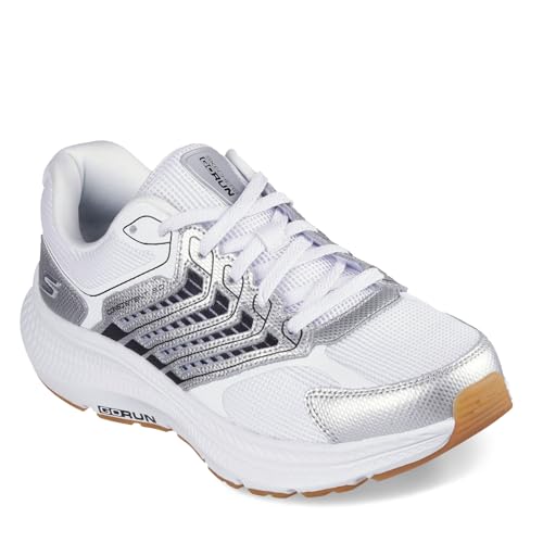 Skechers Go Run Consistent 2.0 - Sneaker Aragon Donna, bianco/argento/nero, 41 EU
