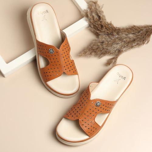 Image of YOHO SDL 111 Slides for Women | Orthopedic & Soft Sandal for Ladies | Fancy Slippers /Chappal For Girls | Stylish Heeled Wedhes for Everyday Wear