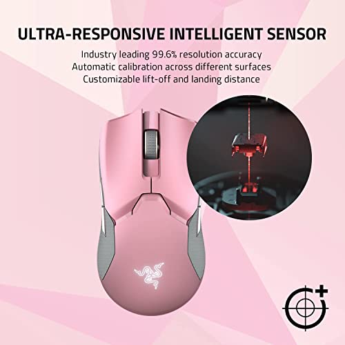 Mouse Gamer Sem Fio Razer Viper Ultimate c/Dock 8 botões 20000DPI, Quartz Rosa, RZ.MO.VP.05.RT glide