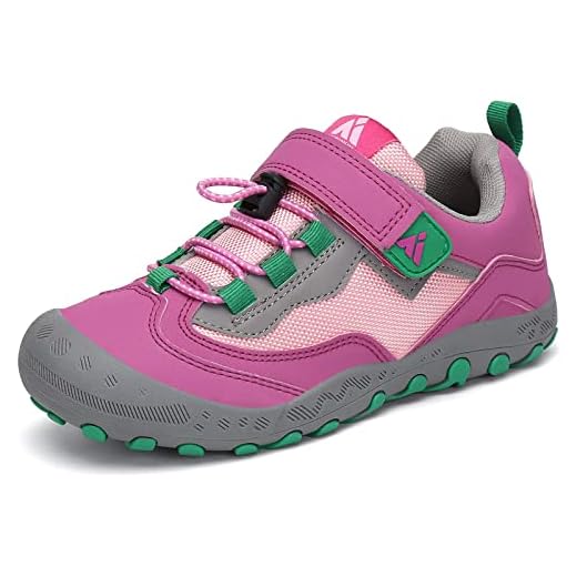 Mishansha Zapatos de Bambas Niños Zapatillas de Senderismo Niñas Zapatillas de Deporte Trekking Montaña Transpirable Antideslizante Ligero Sneakers Rosa/Verde 38 EU