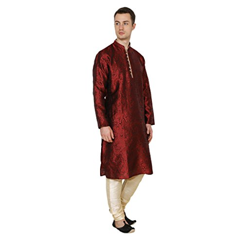 Kurta churidar para hombre de seda jacquard estampada Royal Kurta 3