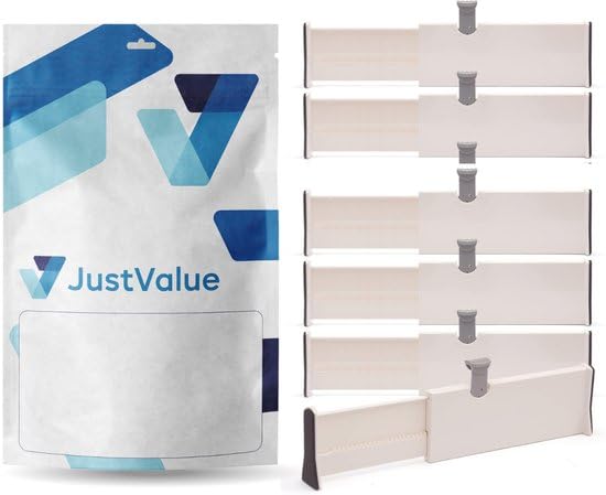 Schubladenteiler 12er-Set – verstellbar 28–43 cm – 10 cm hoch – Weiß