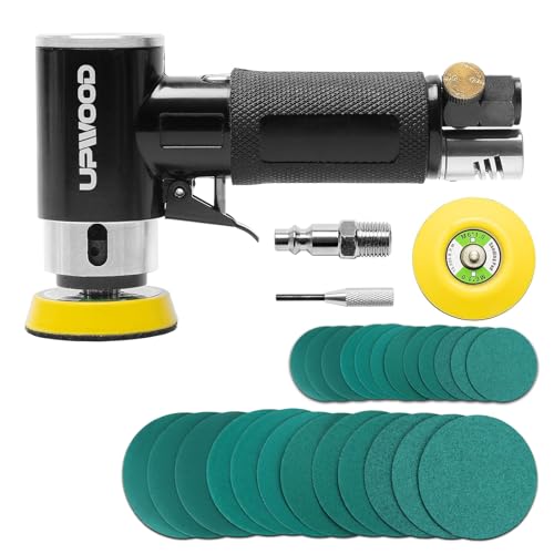 UPWOOD Mini levigatrice ad aria compressa con tamponi da 2 pollici e 3 pollici, mini levigatrice...