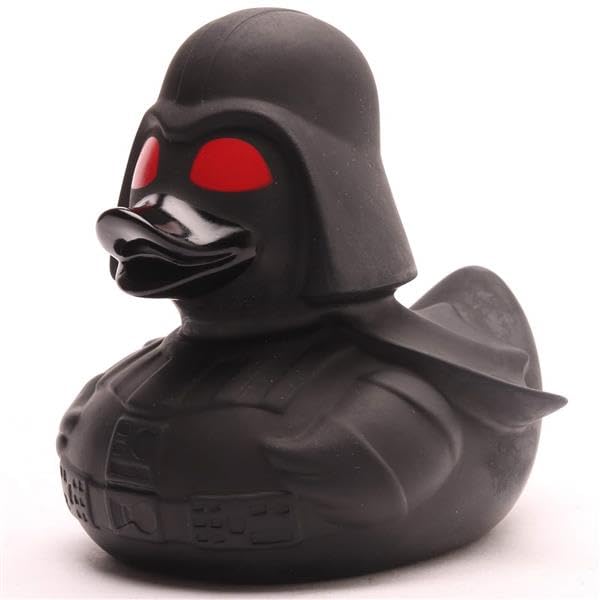 Duckshop I Black Star Red Eye Bath Duck I Squeaky Duck I L: 8.5 cm - Includes Squeaky Duck Keyring in Set I Gift Science Fiction Fans I Present Collector