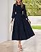 BTFBM Wedding Guest Dresses for Women Fall Fashion 2025 Casual Long Sleeve Floral Maxi Boho Homecoming Dress(Navy,Small)