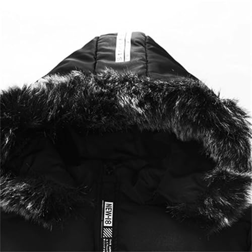 Hooded Puffer Jacket for Kids Boys Zip Up Winter Warm Quilted Fleece Coat Padded Lined Thick Outerwear with Pockets2