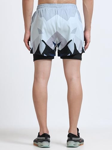Image of FABSPORTS Men's Quick Dry Swim Shorts /Trunks with Inner Lining | Lightweight 2-in-1 Athletic Shorts for Swimming, Gym & Outdoors | 95% Polyester 5% Spandex, Floral & Geometric Prints