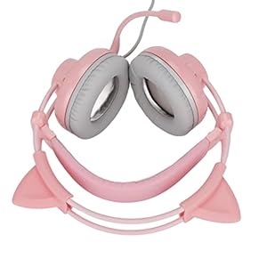 Gaming-koptelefoon, ademende schattige game-headset, instelbaar volume met microfoon voor laptop voor Xbox voor PS4(Grijs Roze)