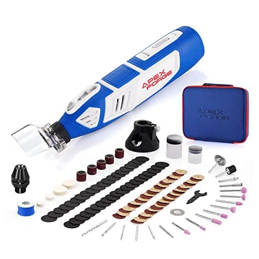 APEXFORGE M12 Cordless Rotary Tool, 12V 2.0Ah Battery, 5-Speed 35000 RPM, Keyless Chuck, Type-C Charging Port, 110 Pcs Accessories, 2 Attachments, Carry Bag, Ideal for Sanding, Cutting, Carving