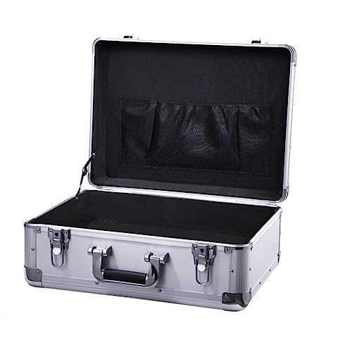 Aluminum Alloy Toolbox Lockable Metal Storage Case Laptop File Briefcase Instrument Shockproof Suitcase