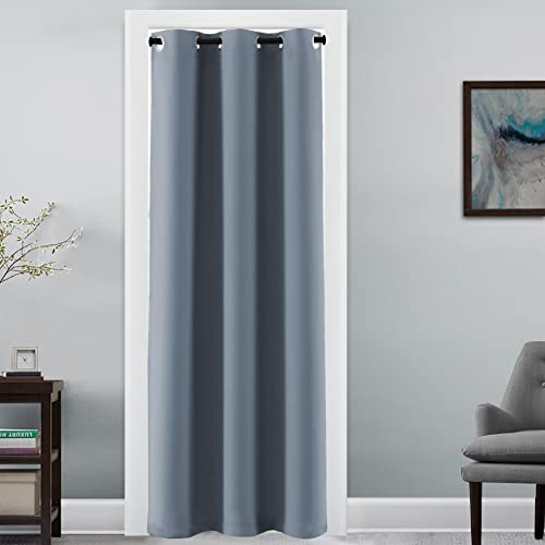 Image of H.VERSAILTEX Doorway Curtain Blackout Closet Door Curtain Room Divider Window Treatment Curtain for Bedroom Thermal Insulated Privacy Drape Soundproof Grommet, 42 x 80 inches, 1 Panel, Stone Blue