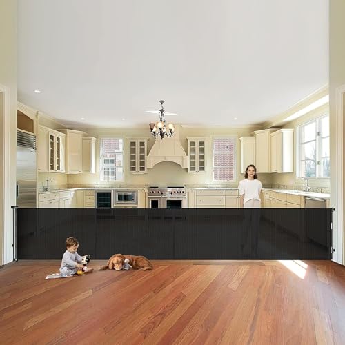 Treppenschutzgitter Ausziehbare für Babys 0-500cm 83cm Hoch Baby Absperrgitter Treppenschutzrollo Einhändig Bedienbar treppengitter ausziehbar Geeignet für Treppen/Türen/Innen & Außen (500cm/schwarz)