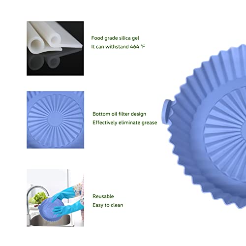 5.5Inch Air Fryer Silicone Pot, Non Stick Air Fryer Silicone Liners Round - Replacement Of Parchment Paper Liners, Reusable Kitchen Air Fryer Oven Accessories Silicone Baking Basket(Sky Blue) #TOP2