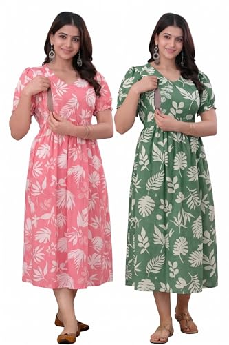 Image of Women's Maternity Kurti for Feeding Zippers | Feeding Kurtis for Women with Concealed Zip for Pre & Post Pregnancy (Combo Pack of 2 Kurti)