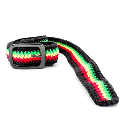 Hand Knitted Cotton Women's Belt With Black Zinc Alloy Buckle Jamaican Rasta Afro Caribbean4