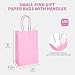 DjinnGlory 100 Pack Small Sized Pink Paper Gift Bags with Handles Bulk for Small Business, Boutiques, Baby Showers, Party Favors & Care Packages, 9x5.5x3.15 Inch