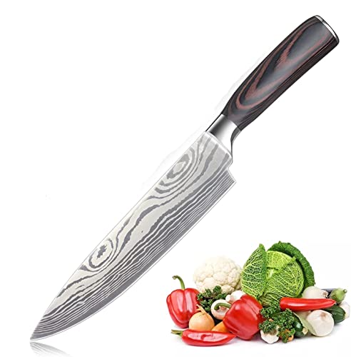 Image of HARI Japanese Chef Knife Set | Professional 8 Inch Chef Knife & Paring Knife | 7Cr17 High Carbon German Stainless Steel with Pakkawood Handle | Hammered Blade, Ultra-Sharp, Gift Box - Brown