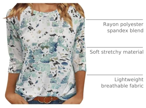 Image of JomeDesign Womens Tops 3 /4 Sleeve Shirts Round Neck Loose Casual Blouses Floral Print Tshirts