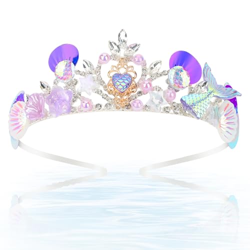 CIEHER Mermaid Crown Purple Mermaid Headband Seashell Crown for Mermaid Party Decorations Mermaid Birthday Decorations Mermaid Accessories