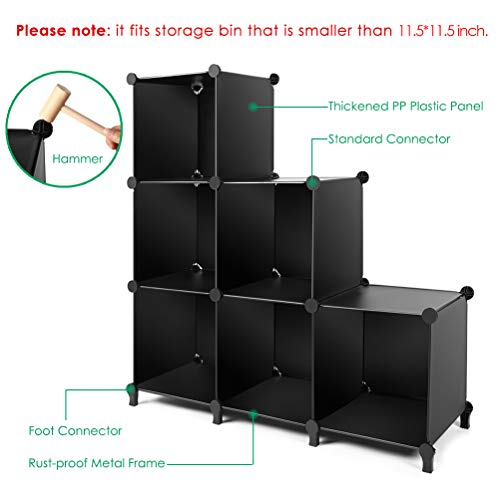 Tomcare Cube Storage 6-Cube Closet Organizer Storage Shelves Cubes Organizer Diy Plastic Closet Cabinet Modular Book Shelf Organizing Storage Shelving For Bedroom Living Room Office, Black #TOP1