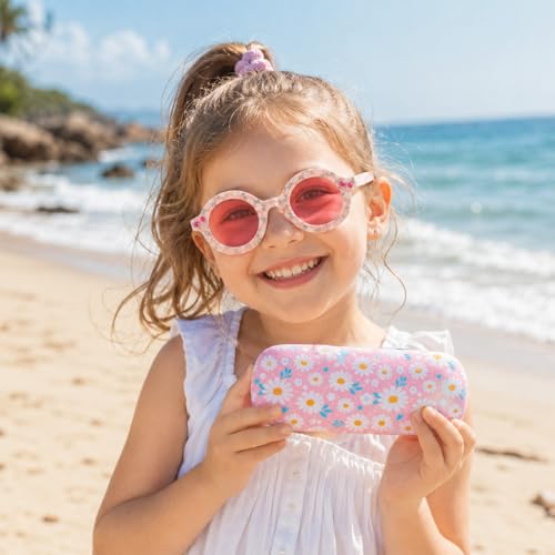 Image of Kids Sunglasses for Girls with Eyeglasses Case for Party Beach Dress Up Glasses