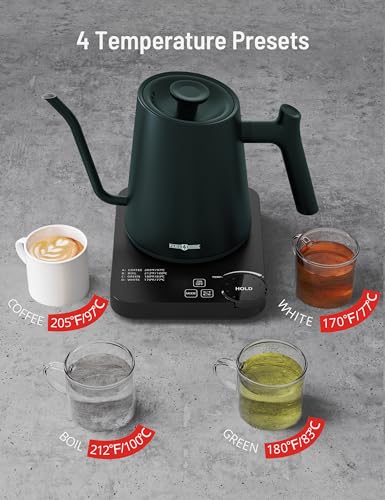 Gooseneck Electric Kettle, Paris Rhône Electric Kettle with 4 Variable Presets, ±1℉ Temperature Control & LED Real-time Temperature Display, Stainless Steel Inner, 24H Keep Warm for Coffee, Tea, 0.9L - Image 3