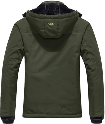 Wantdo Giacca da Sci Montagna Calda Invernale Parka da Neve Imbottita Cappotto da Snowboard in Pile Giubbotto con Cappuccio Impermeabile Uomo