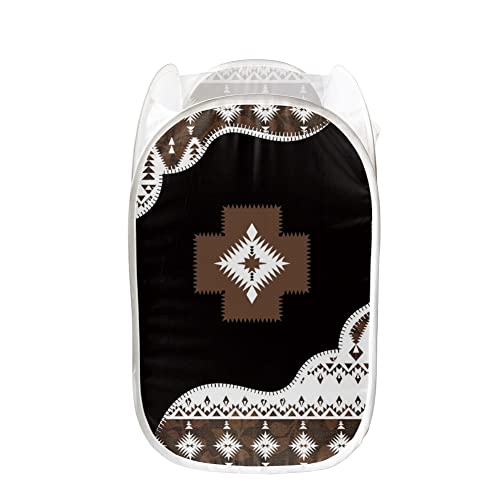 Forchrinse Native African Aztec Mesh Pop Up Laundry Basket Hamper,Bohemian Navajo Design Portable Cloth Hamper Collapsible Home Decor