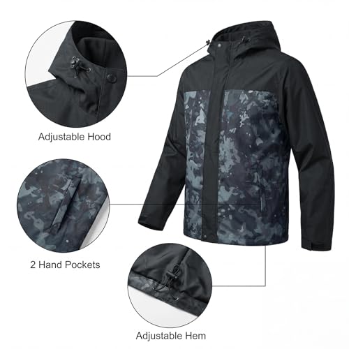 Image of LOOGU Rain Jacket for Men, Packable Waterproof Rain Shell Lightweight, S-3XL for Hiking Fishing Camping