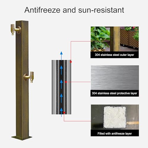 Columna de agua de jardín independiente con toma de agua vertical de acero inoxidable LWX 4