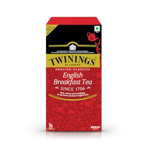 Image of Twinings English Breakfast Tea, 100 Tea Bags| Pack of 1| English Classic Range| Premium Black Tea| Medium Strength| Rich & Smooth Flavour| Enjoy a Hot Cup of Tea
