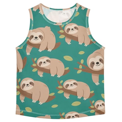 Boys' Tank Top Shirt Sloth Tree Branch Pattern Sleeveless T-Shirts