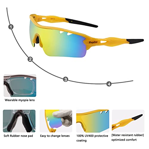Image of BangLong Polarized UV400 Sports Sunglasses with 5 Lenses for Men Women