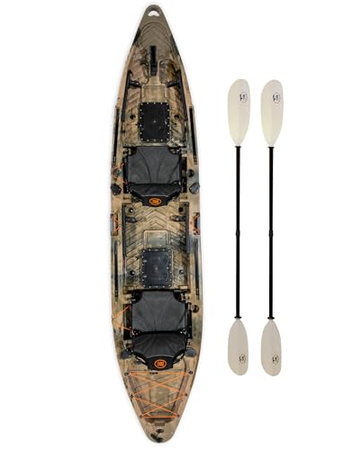 Brooklyn 13.0 Pro Tandem Kayak 12-Foot, 8 inch 2 or 3 Person Sit On Top Fishing Kayak (Green Camo)
