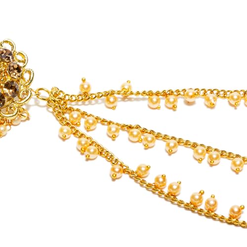 Bindhani Indian Bahubali Style Long Tassel With Multiple Small Jhumki Earring & Back Hair Chain For Women4