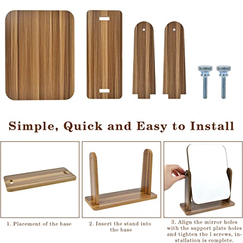 TIMESETL Vanity Mirror - 360° Rotating Desktop Mirror for Dressing & Styling - 22 x 17CM, Wood, 25L x 22W cm - Image 3