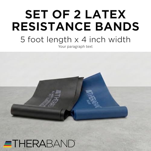 Image of THERABAND Resistance Bands Set, Elastic Bands for Exercise & Physical Therapy, Strength Training for Upper & Lower Body Fitness