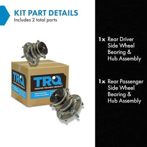 Image of TRQ Rear Left and Right Wheel Bearing and Hub Assembly Set 2 Piece Compatible with 2007-2012 Mazda CX-7 Front Wheel Drive