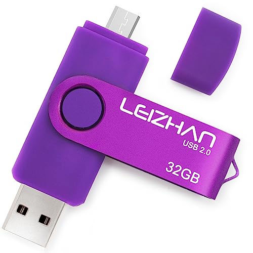 leizhan Clé USB 32Go USB 2.0 OTG 2 en 1 Flash Drive Mémoire Stick pour PC Ordinateur Portable Android Smartphone Tablette-Violet