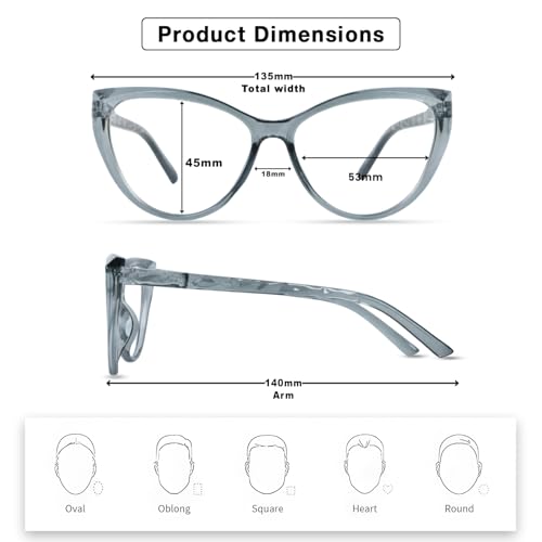 Image of Blue Light Blocking Cat Eye Glasses for Women Transparent Frame Anti UV Protection Zero Power Computer Glasses Lightweight Optical Frame