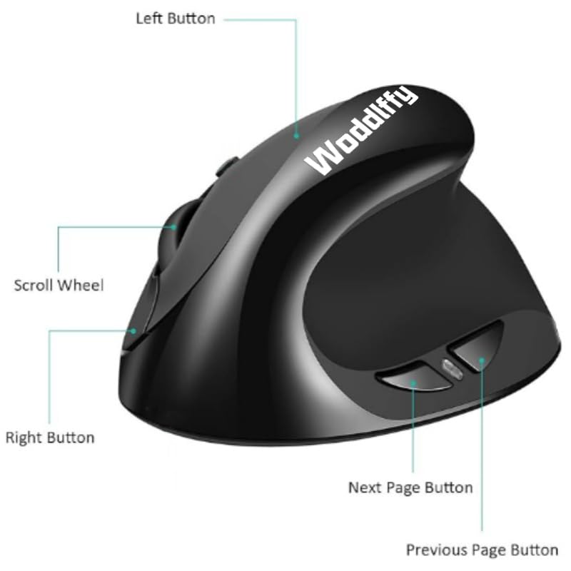 Woddiffy Ergonomic Mouse, Vertical Wireless Mouse,Battery Powered Black - image 2