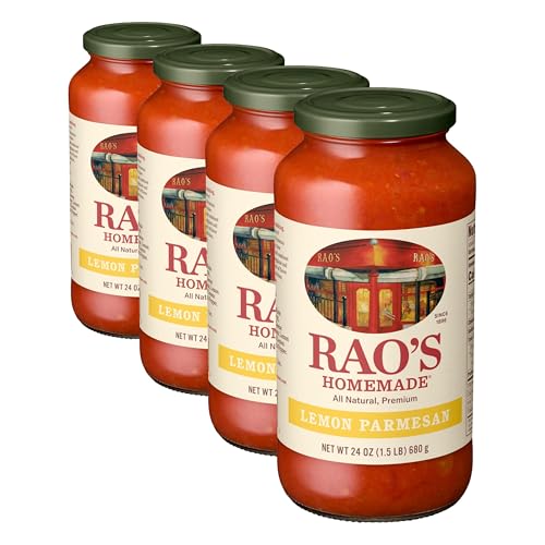 Image of Rao's Homemade Lemon Marinara Sauce, 24 oz, Tomato Sauce, All Purpose, Keto Friendly, Premium Quality, Tomatoes from Italy and Olive Oil (Pack of 4)