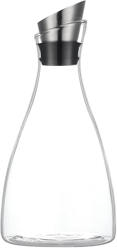 Jarra de vidrio de borosilicato de 50 onzas con tapa, jarra de vidrio sin goteo para agua calientefría, té helado y bebida de limonada