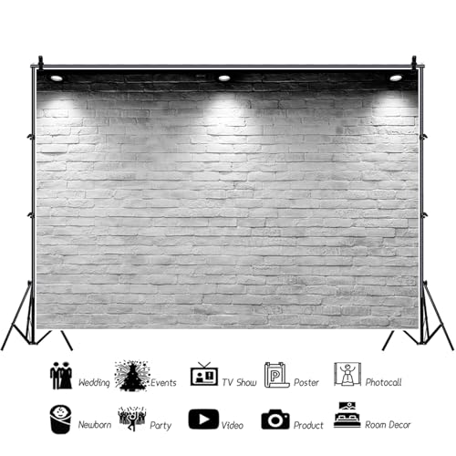 Fondo Fotográfico Vinilo 8x6ft Ladrillo Blanco miniatura 5