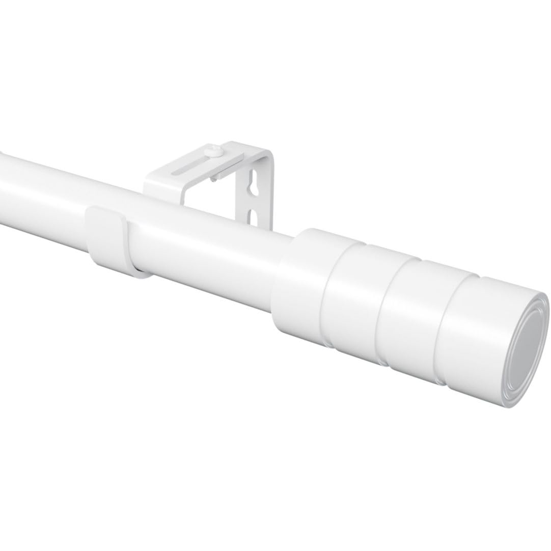 Barra de cortina blanca, barra de cortina extensible, con soportes ajustables para salón, dormitorio, diámetro de 25 mm, 60-165 cm (blanco)