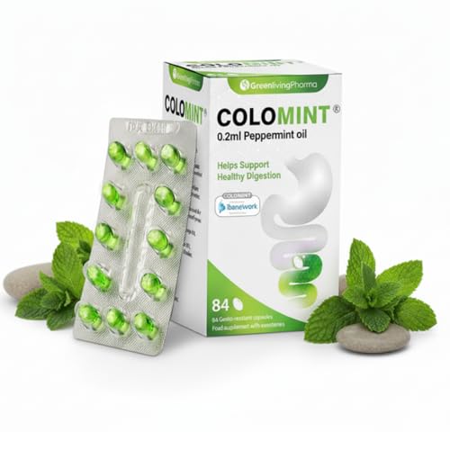 Colomint Peppermint Oil Capsules Natural IBS Relief & Bloating Relief 84 Gastro-Resistant Peppermint Capsules (0.2ml) IBS Supplements for Digestive Comfort Sealed Blister Strips