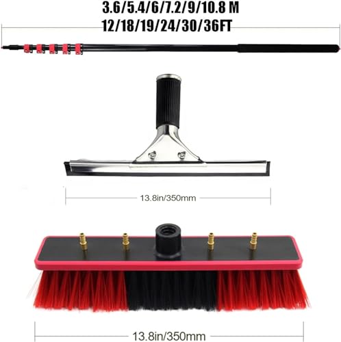Matériel de nettoyage télescopique de 3,6 à 11m avec brosse à passage d'eau intégrée