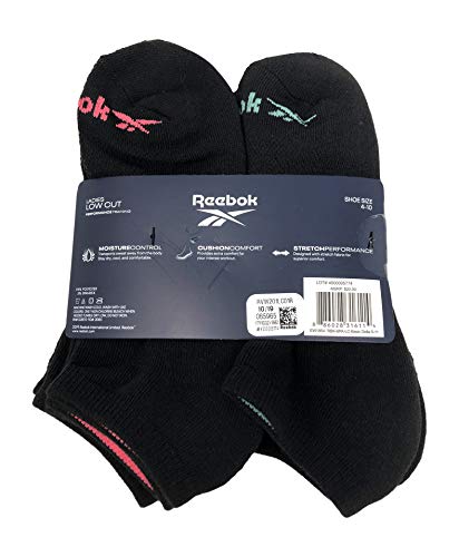 Reebok Ladies Low Cut Perfomance Training Socks (sock size 9-11/shoe size 4-10, Black Multi)3